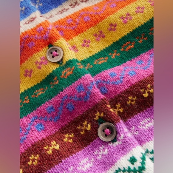 Mini Boden Fair Isle Cardigan | Rainbow Multi Stripe | 8-9Y | EUC - Picture 2 of 10